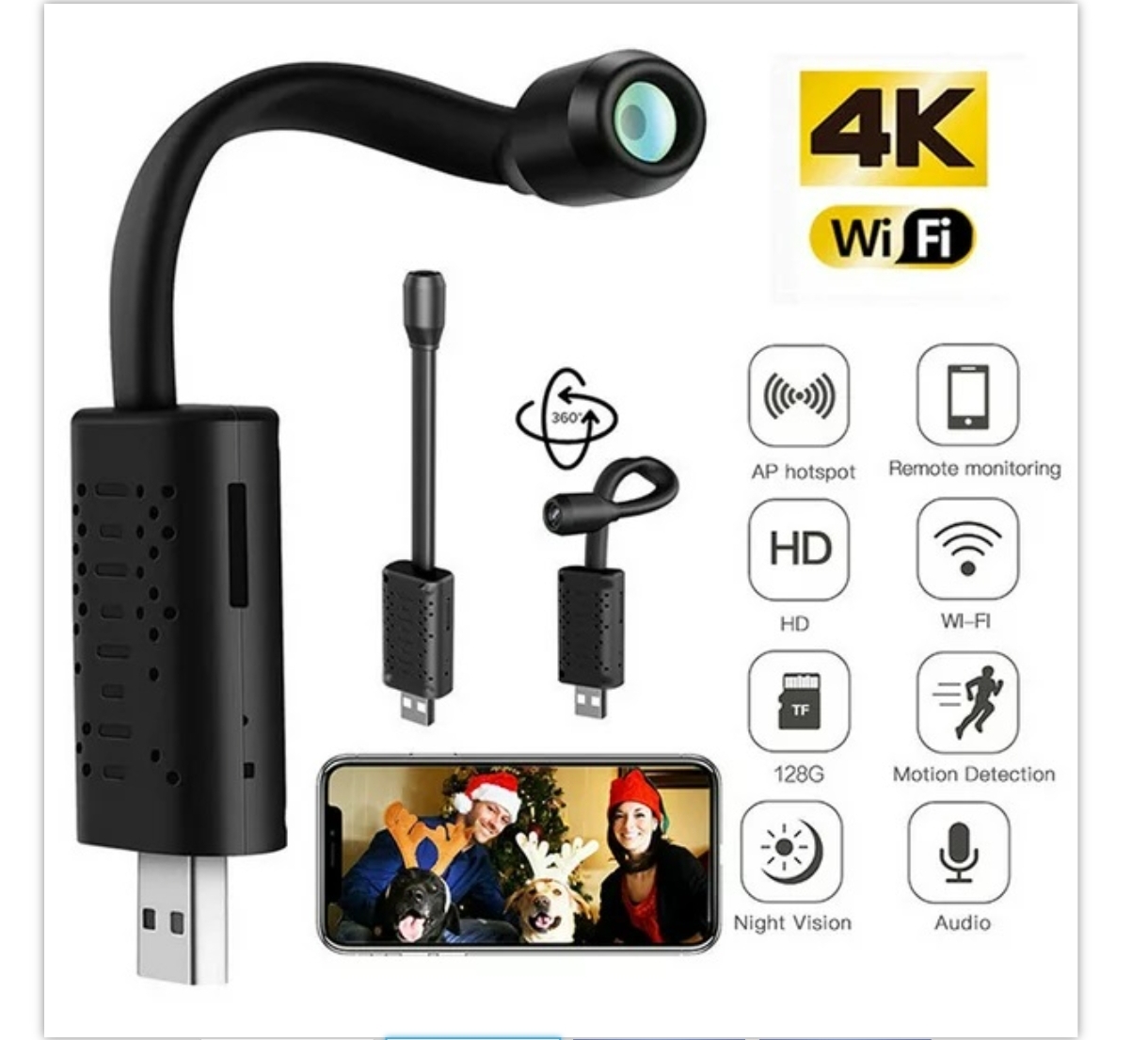 Usb Camera Mini Wifi Camera V380 Pro App Hd 1080p 2mp