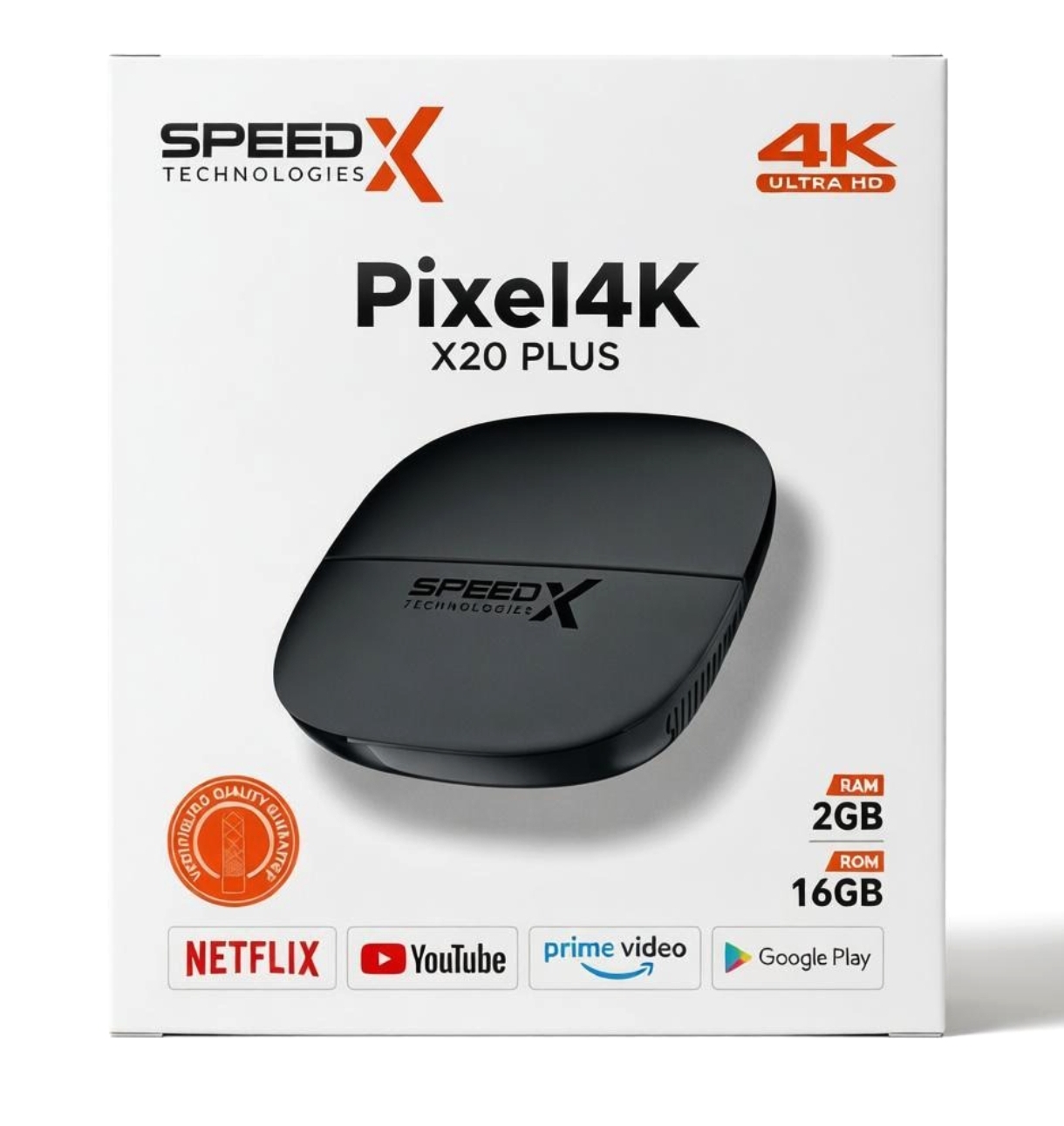 SpeedX Pixel4k X20 Plus Android TV Box 4K 2GB/16GB | Voice Control | ATSS Digital