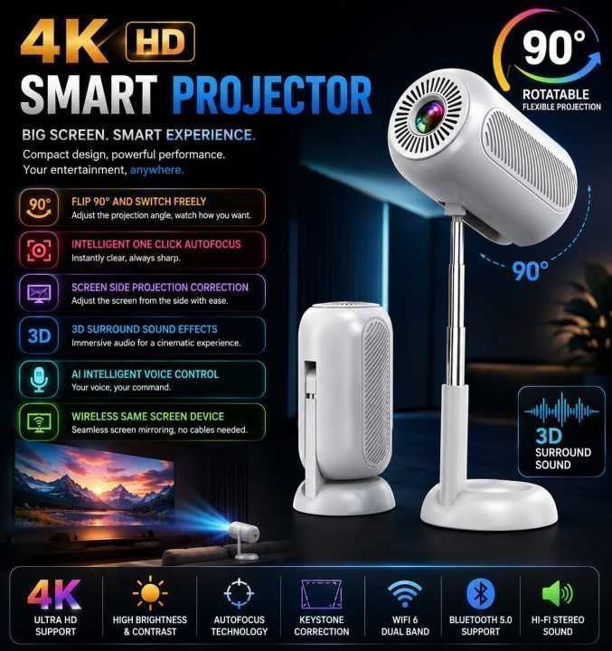 TS-6 Yjmoye Portable Projector 4K Android 11 | Gimbal | Pakistan photo 3