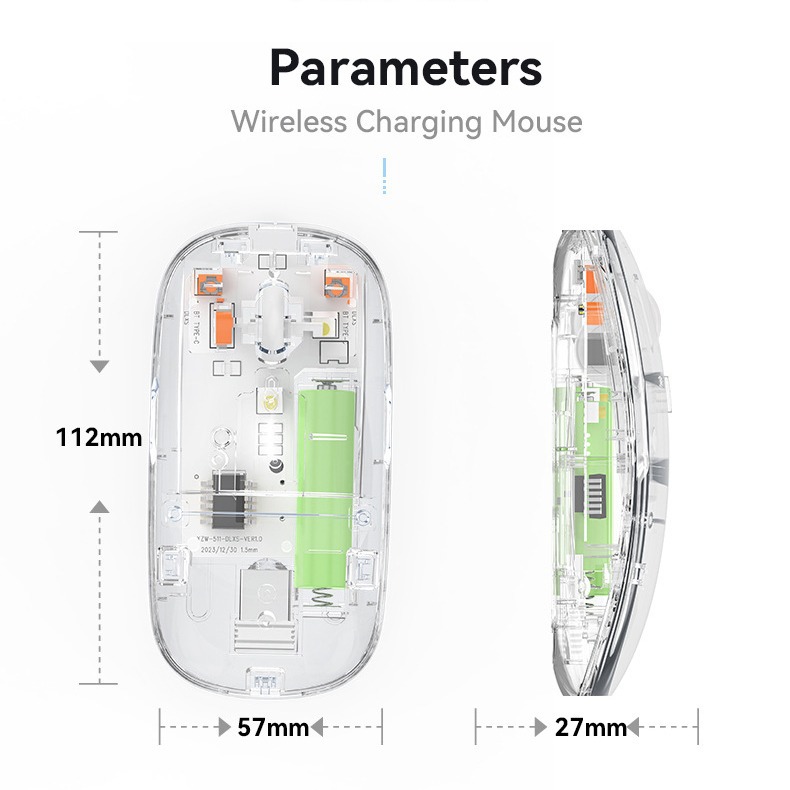 Transparent Wireless Mouse – Bluetooth + 2.4GHz Rechargeable | Wholesale