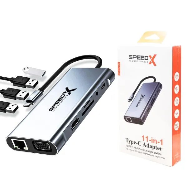 Speed-x (sp-tc1101) 11 In 1 Multi-port Type C 4k Hdmi Usb 3.0 Converter Good Ic Big Packing photo 2