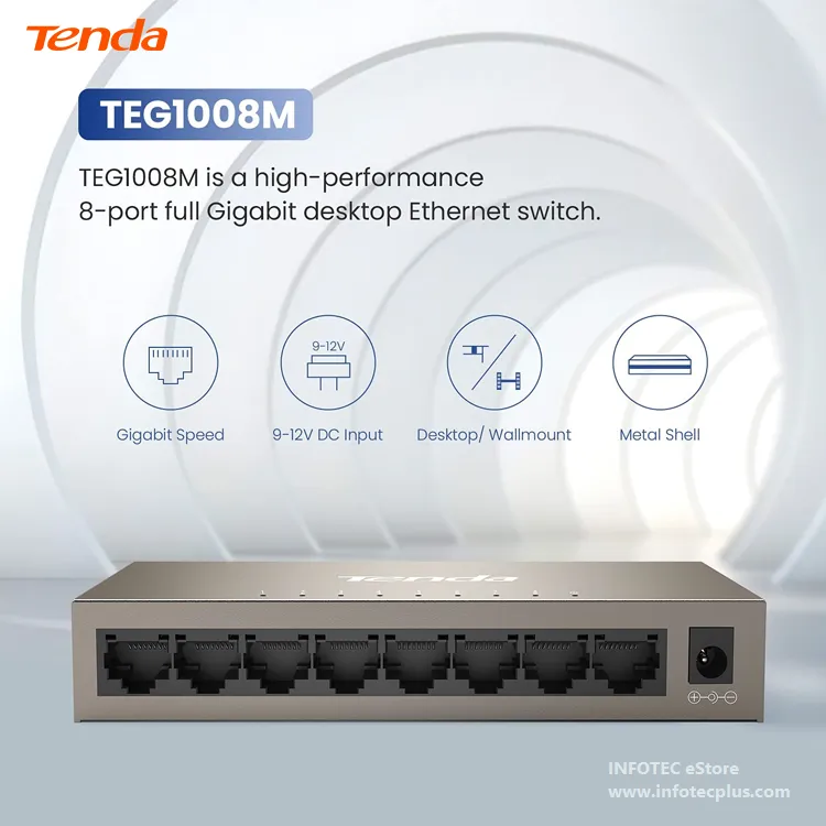 Tenda 8 Port Gigabit Switch for Surveillance and SMB TEG1008M photo 2