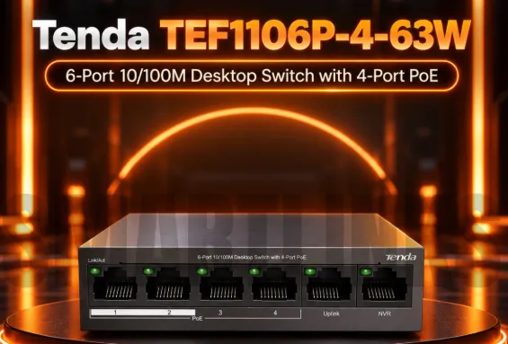 Tenda TEF1106P-4-63W PoE Switch