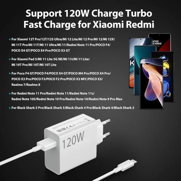 Xiaomi 120W HyperCharge Fast Wall Charger with Type-C Cable (EU Plug, QC3.0) photo 7